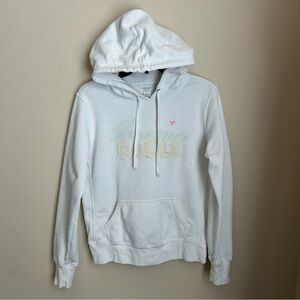 American Eagle Outfitters Cream-White Pullover Hoodie Sweatshirt Vtg 90’s Sz XS